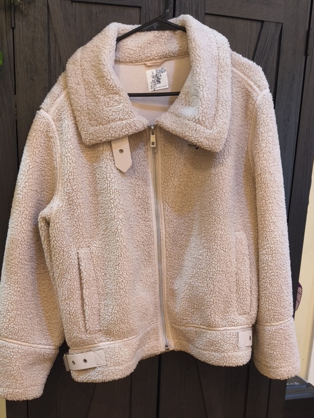 Altar'd State Cream Sherpa Zip Jacket for Women